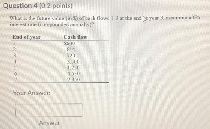  Question 4 (0.2 points) What is the future value (in $)