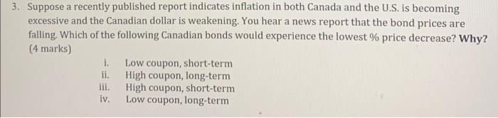  3. Suppose a recently published report indicates inflation in both Canada