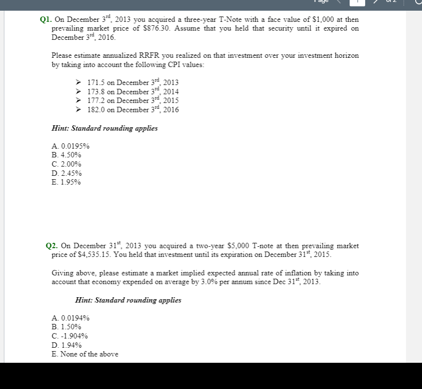 Please Show work. Answer 1.) D Answer 2.) D 3.) D 4.)
