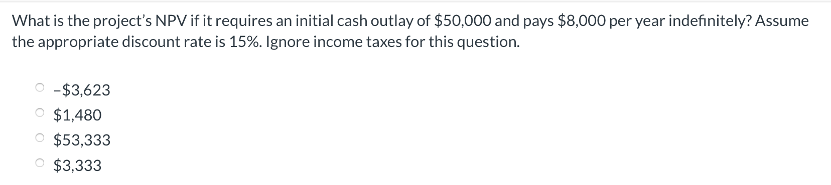 What is the project's NPV if it requires an initial cash