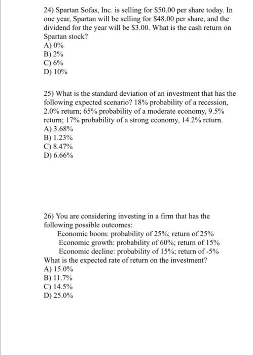  Spartan Sofas, Inc. is selling for $50.00 per share today. In
