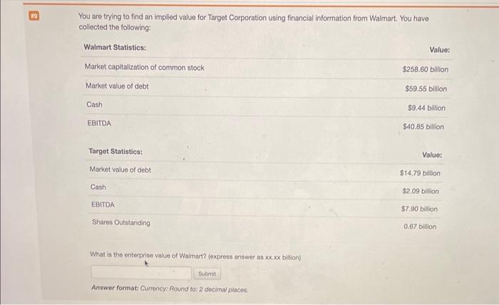 please help You are trying to find an implied value for Target