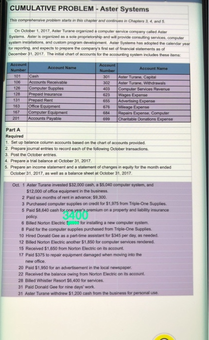  CUMULATIVE PROBLEM - Aster Systems This comprehensive problem starts in this