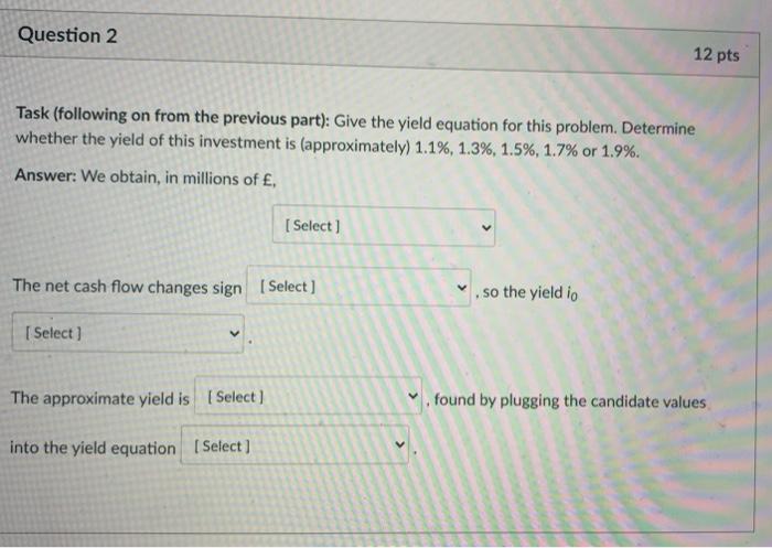  Question 2 12 pts Task (following on from the previous part):