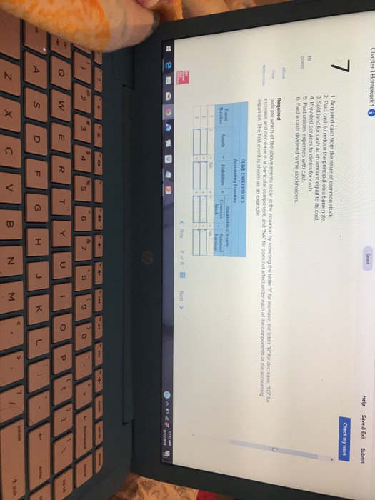  Help Save& Exit Submit 1 Acquired cash from the issue of