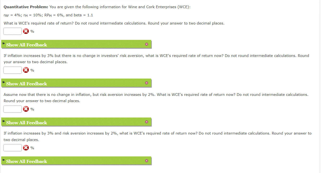 Quantitative Problem: You are given the following information for Wine and