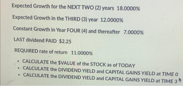  Expected Growth for the NEXT TWO (2) years 18.0000% Expected Growth