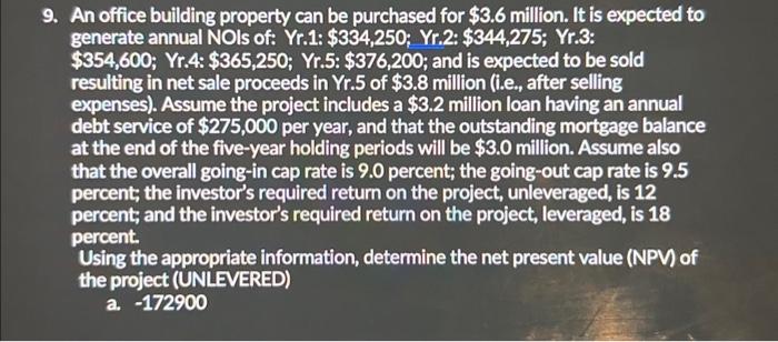  show how to solve using excell formulas 9. An office building