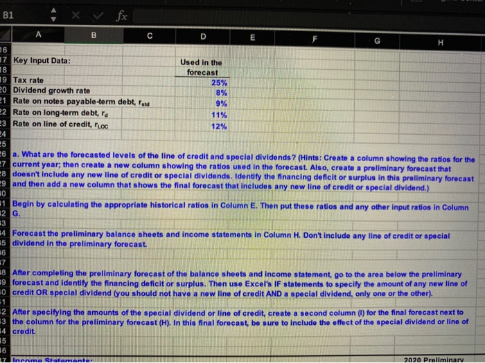 balance sheets. Use the following assumptions: (1) Sales grow by 6% (2)