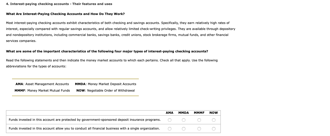 4. Interest-paying checking accounts - Their features and uses What Are