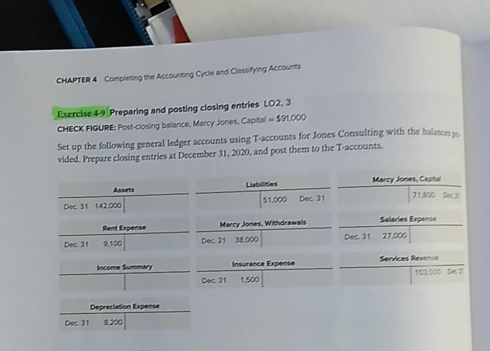 CHAPTER 4 Completing the Accounting Ode and Classing Accounts Exercise 4-9