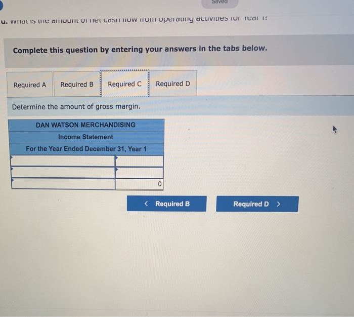 entries to T-accounts. c. Determine the amount of gross margin. d. What