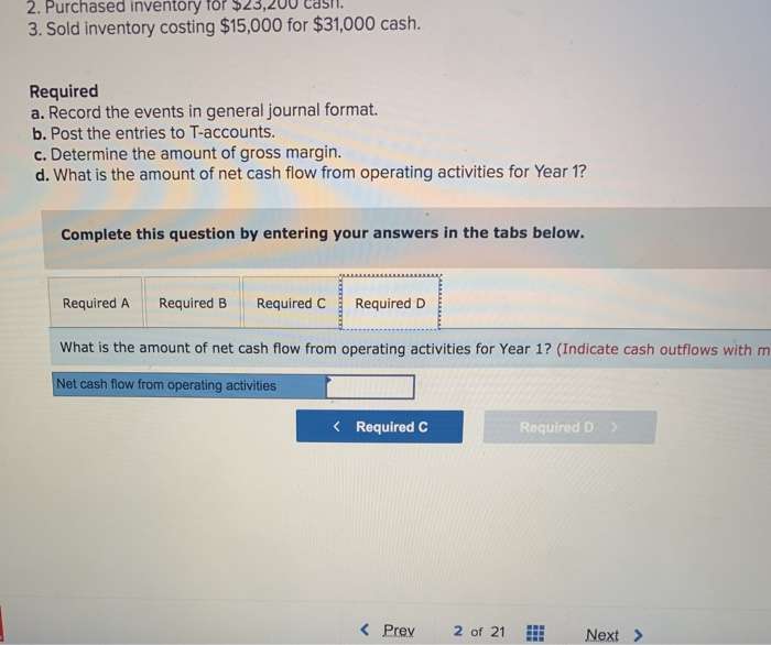 is the amount of net cash flow from operating activities for Year