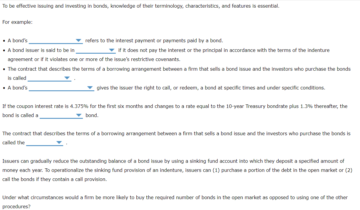  drop down 1 options: Coupon payment, par value, or yeild to