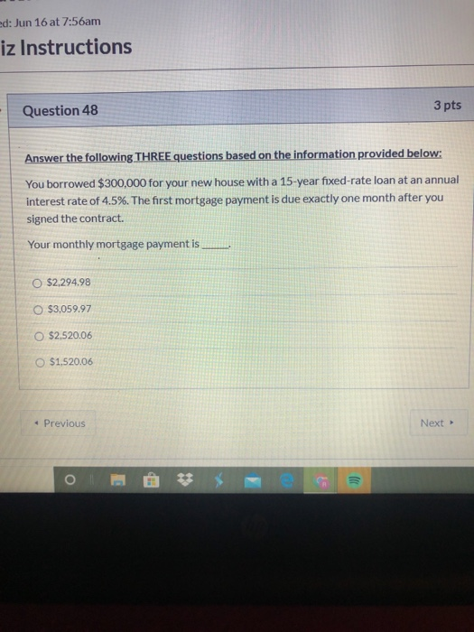  ed: Jun 16 at 7:56am iz Instructions Question 48 3 pts
