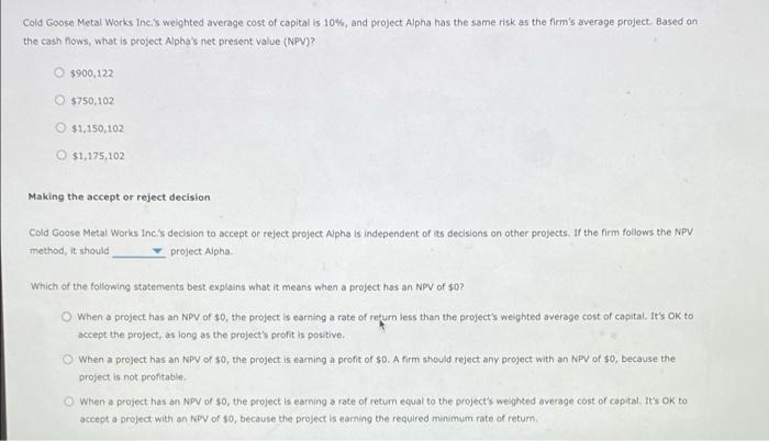 method The net present value (NPV) rule is considered one of the