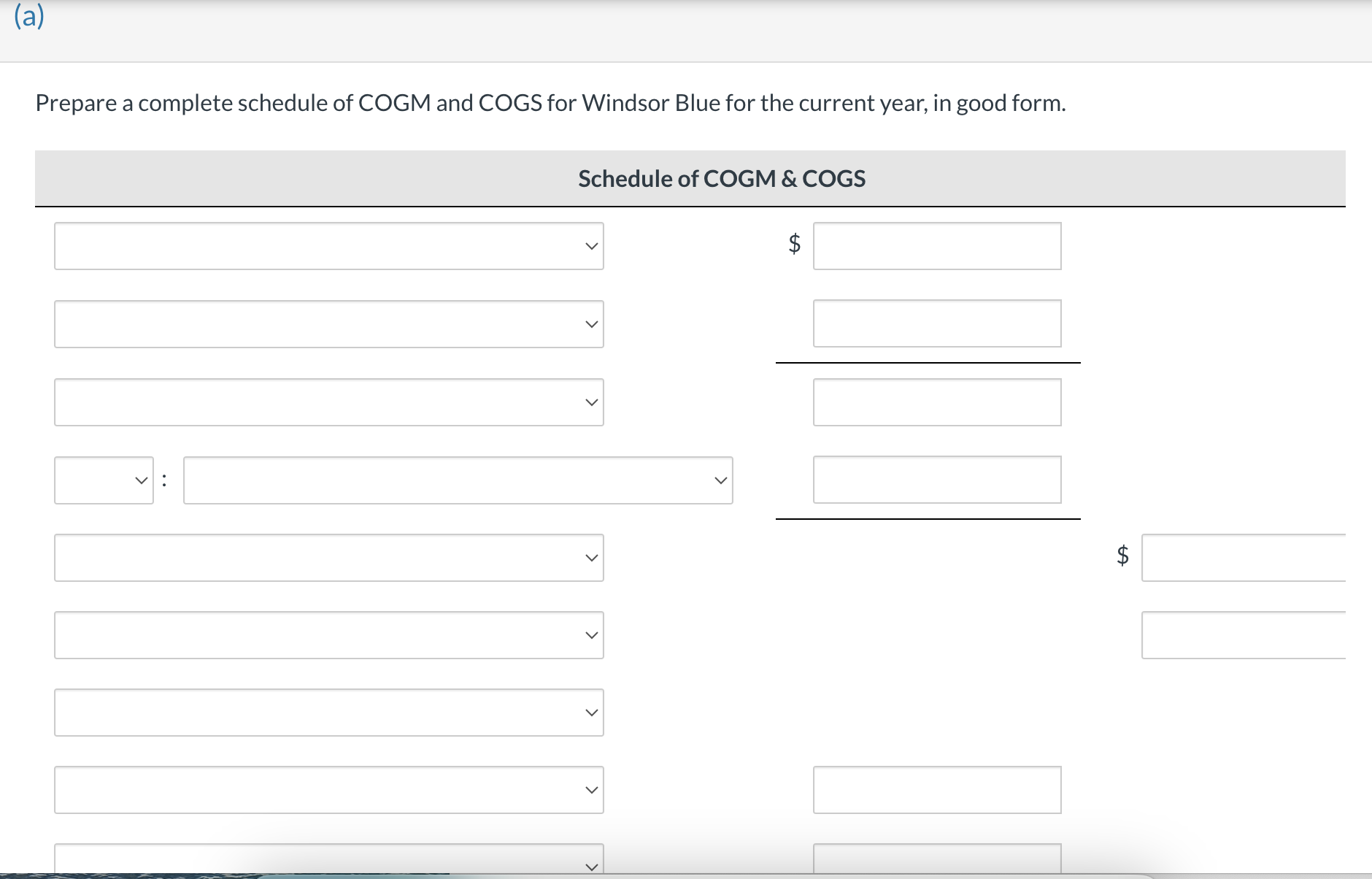 Blue Co., a manufacturing company. You have a file that contains a