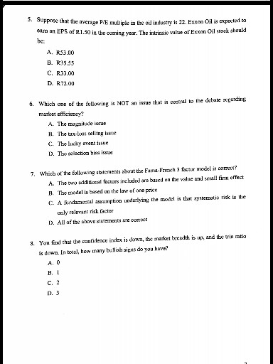 ONE correct answer. Correct answers score Twomarks. There is NO megative marking.