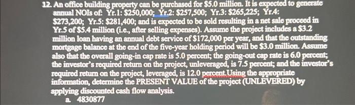  show how to solve using excell formulas 12. An office building