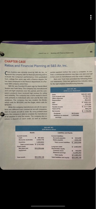  Woing w Fcal S CHAPTER 3 CHAPTER CASE Ratios and Financial