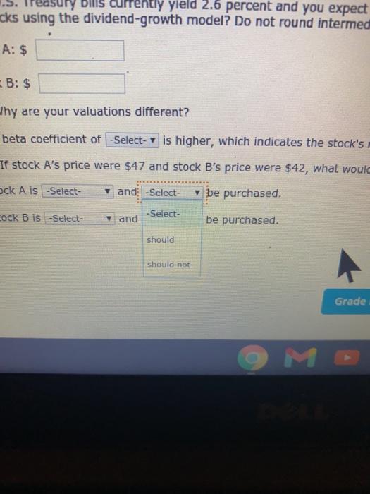 annual rate of 8 percent, what are the valuations of these two