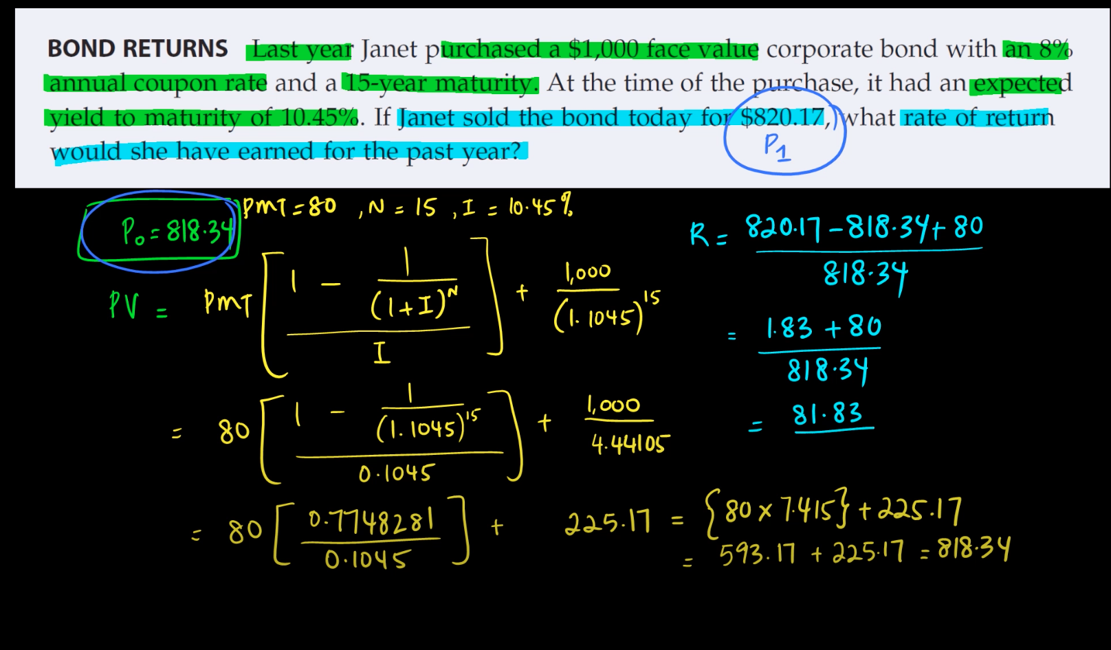using the formula approach Last year Janet purchased a $1,000 face value