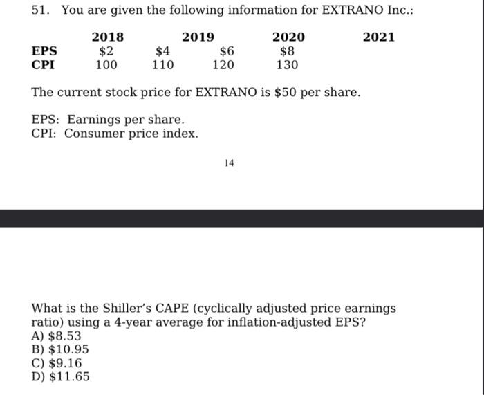 Please help with #51. show work if need be please. 51. You