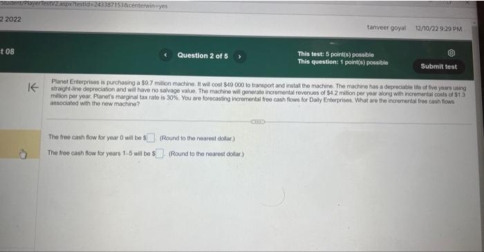  Planet Enterpeises is purchasing a 59.7 mililoci machine, It will cost