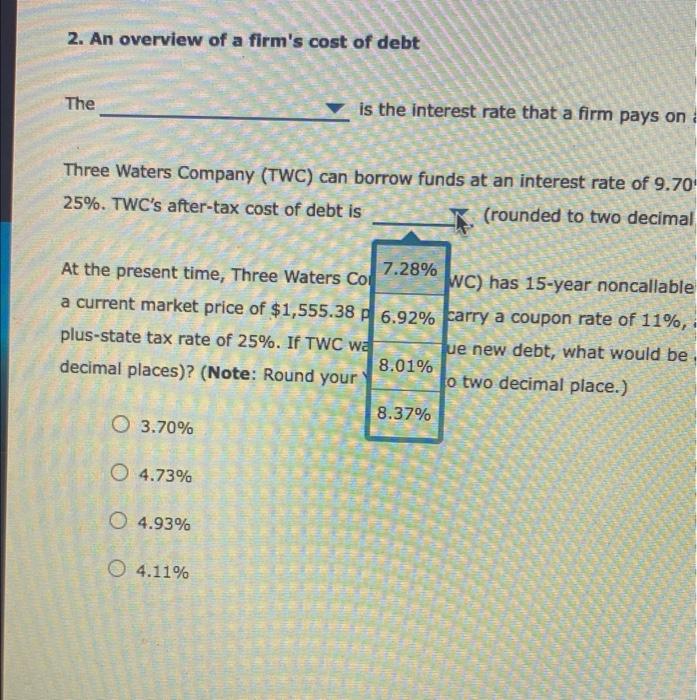 is the interest rate that a firm pays on any new debt