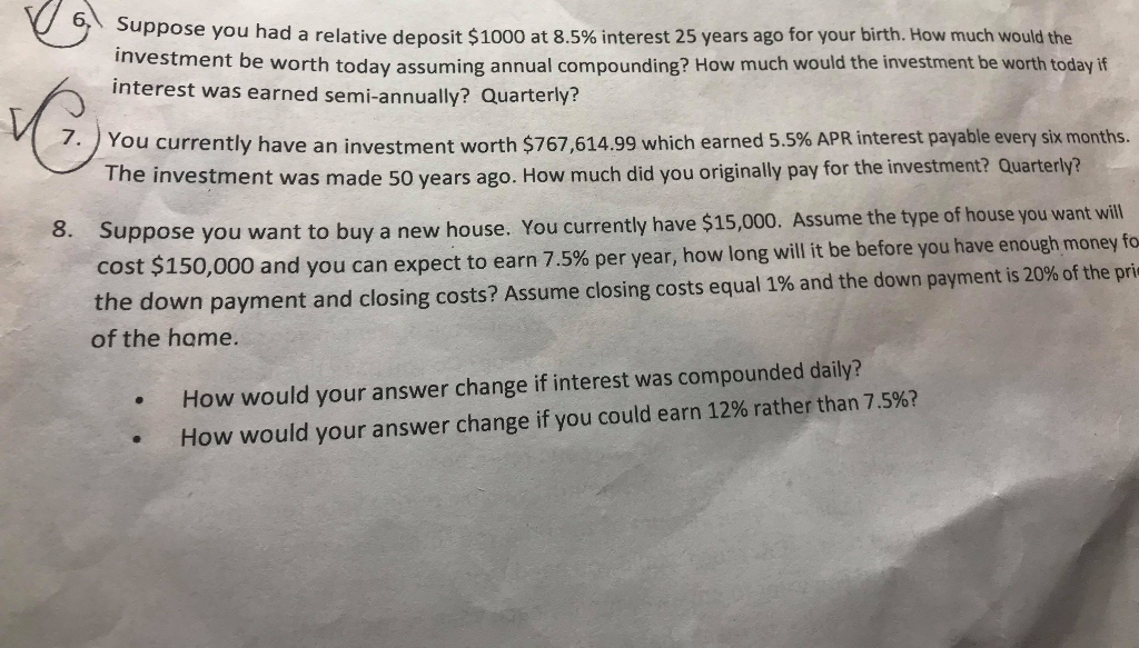  Can you please help me with 6,7,8 please ? I really