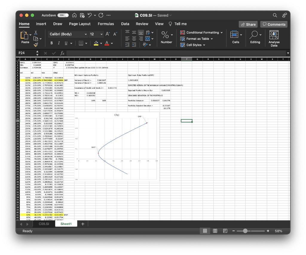 Discuss in details on diversification with reference to the efficient frontier and