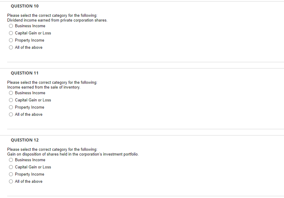 This is for Canada, Ontario Please select the correct category for the