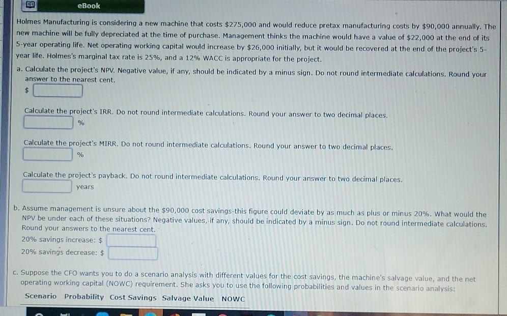 12 # 6 EO eBook Holmes Manufacturing is considering a new