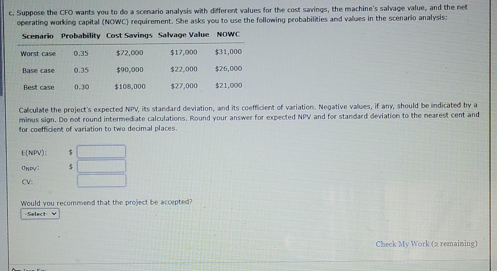 machine that costs $275,000 and would reduce pretax manufacturing costs by $90,000