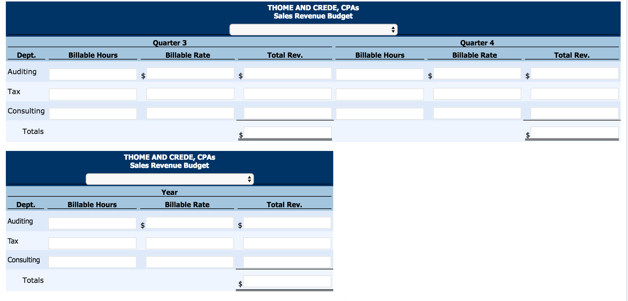their service revenue (sales) budget for the coming year (2017). The practice