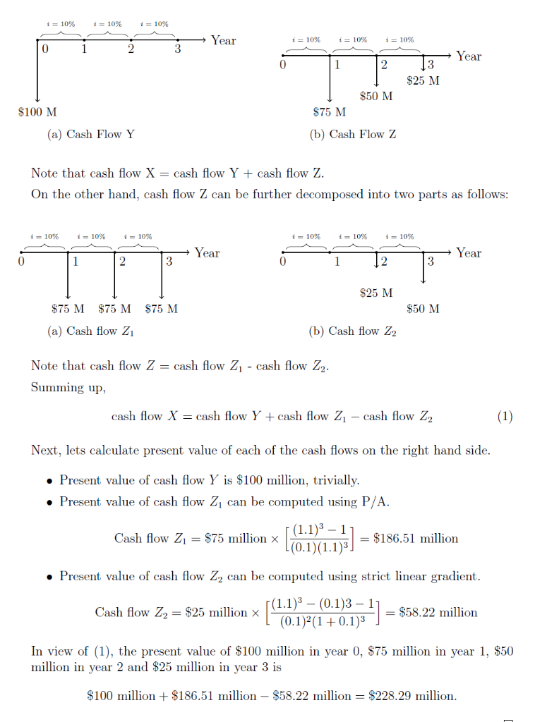 use geometric gradient series formula (iii) Assume the initial investment of $230