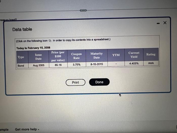 ANSWER A & B ONLY!!! Treasury notes and bonds. Use the information
