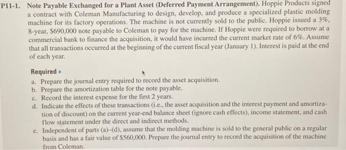  1. Note Payable Exchanged for a Plant Asset (Deferred Payment Arrangement).
