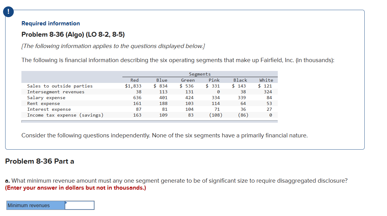  Both are part of the same question. Required information Problem 8-36