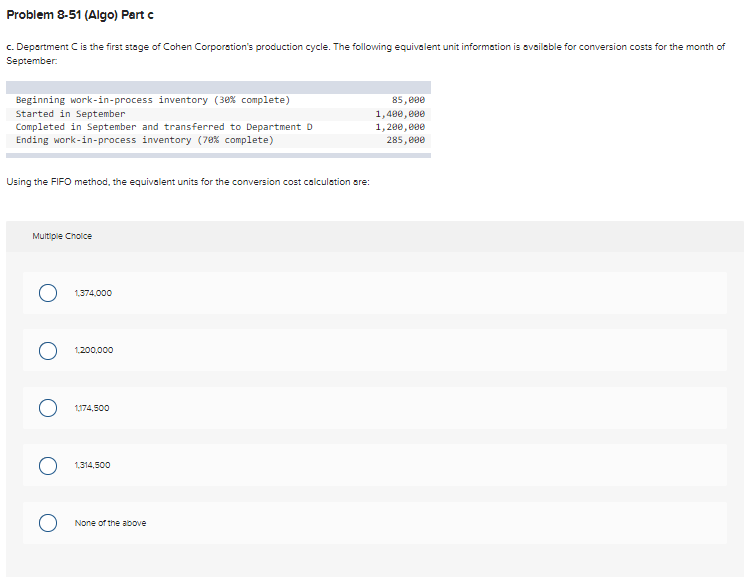are added at the beginning of the process in Department A. Using