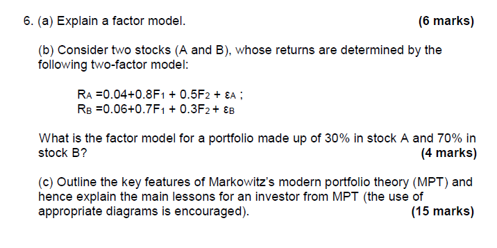  Please do draw MPT diagram for part 3! 6. (a) Explain