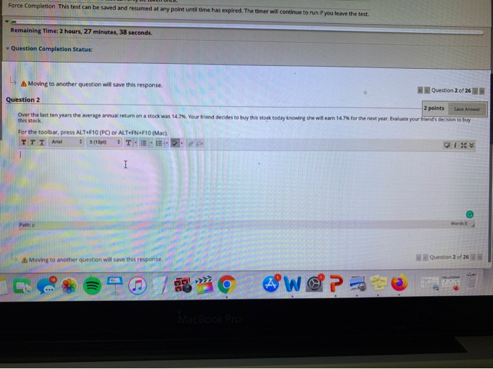  Force Completion This test can be saved and resumed at any