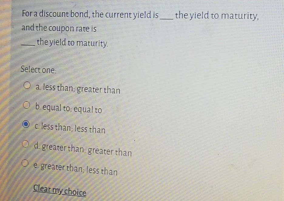 Fora discount bond, the current yield is __ the yield to