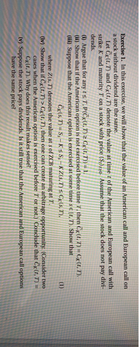 of an American call and European call on a stock without dividend