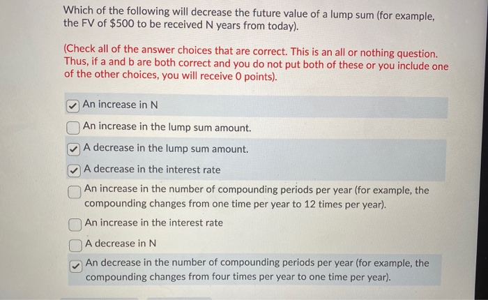  is this correct? Which of the following will decrease the future