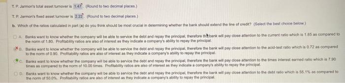 places.) T. P. Jarmsenis fixed atset furnover is 2.22. (Rlound to two