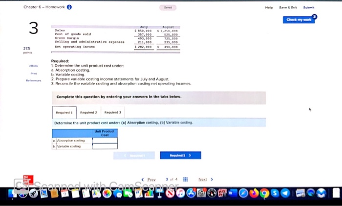 Company manufactures and sells o single product. Cost data for the product