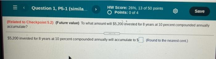 of 50 points Points of to chec.) Future was to what amour.200