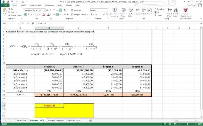 problems, thanks! Resources Microsoft Exce Capital Budgeting Decision Models Template calculate the