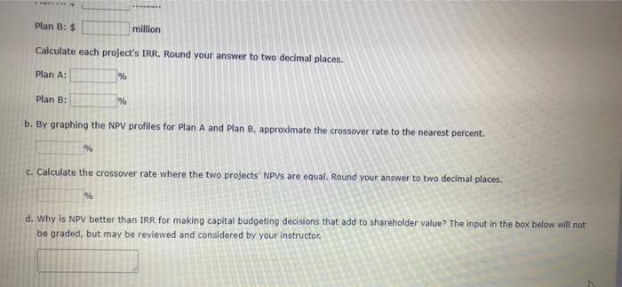 is considering two mutually exclusive expansion plans. Plan A requires a $39